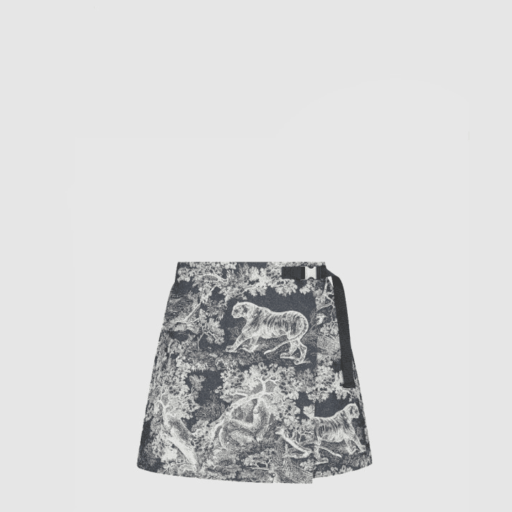 디올 디올 Dioriviera 스트레이트 미니스커트 딥 네이비&화이트 및 화이트 테크니컬 니트, Toile de Jouy Sauvage 모티브 이미지형