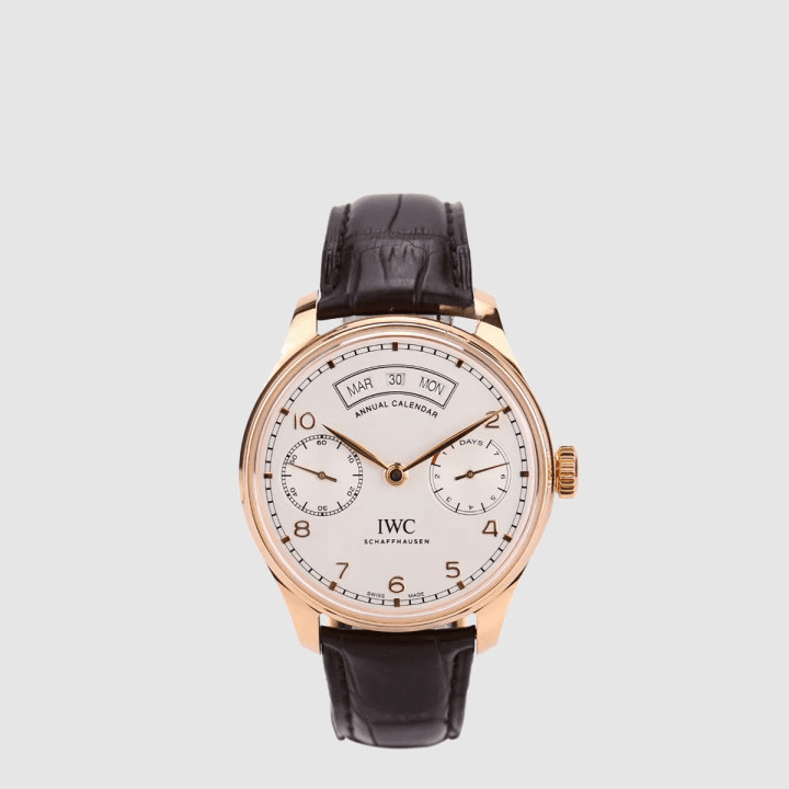IWC 포르투기저 애뉴얼 캘린더 브라운&골드