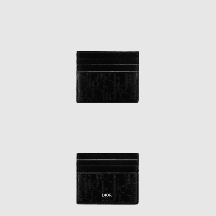 디올 Dior Oblique 자카드 카드 홀더 블랙
