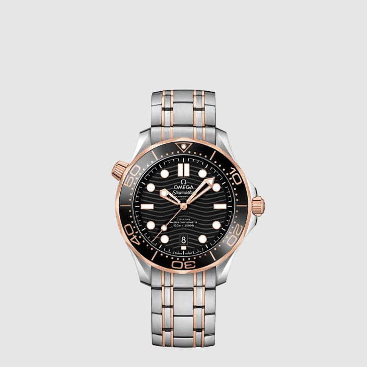 오메가 씨마스터 다이버 300M 코 액시얼 마스터 크로노미터 42 MM 실버&로즈골드